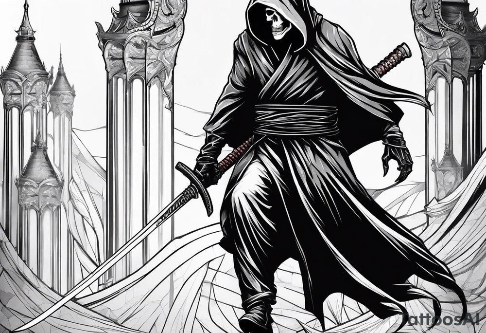 grim reaper with katana tattoo idea