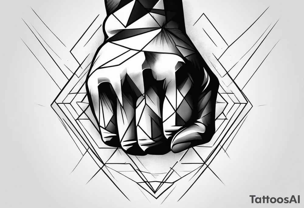 A clenched fist on the back using negative space techniques tattoo idea A clenched fist on the back using negative space techniques tattoo idea