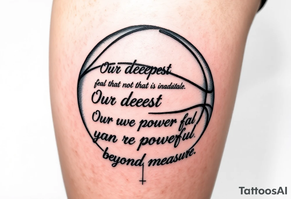meaningful basketball things with “  Our deepest fear is not that we are inadequate, Our deepest fear is that we are powerful beyond measure tattoo idea
