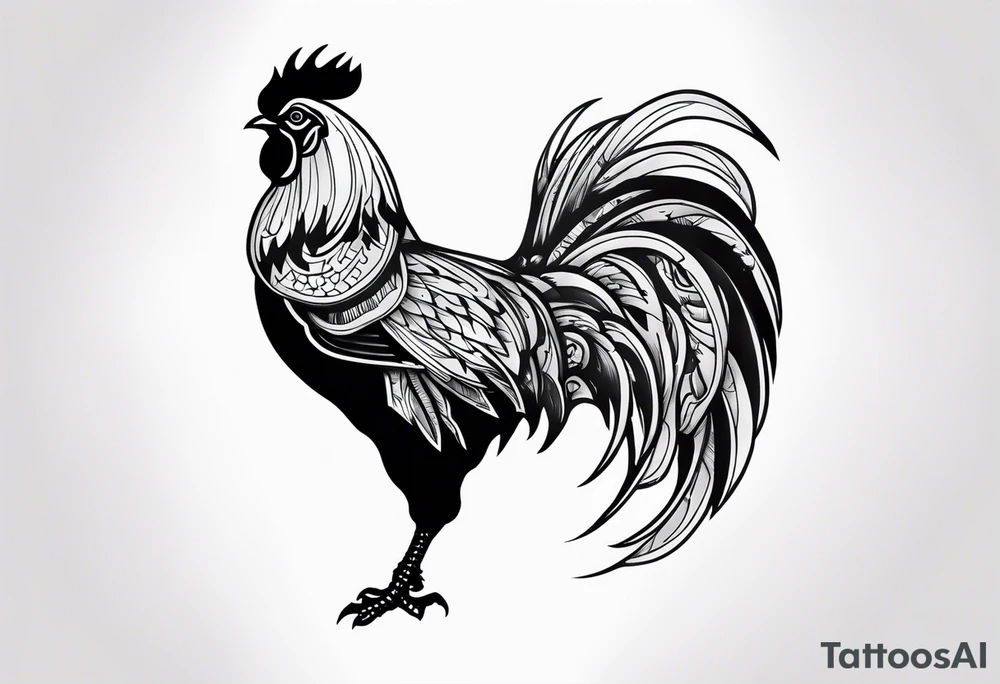 rooster holding machine gun tattoo idea