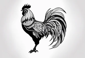 rooster holding machine gun tattoo idea