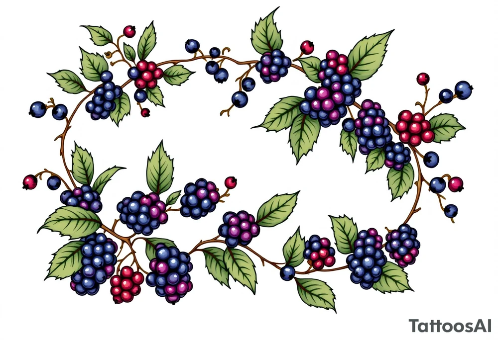 American traditional style Blackberry vine to wrap around an arm tattoo idea