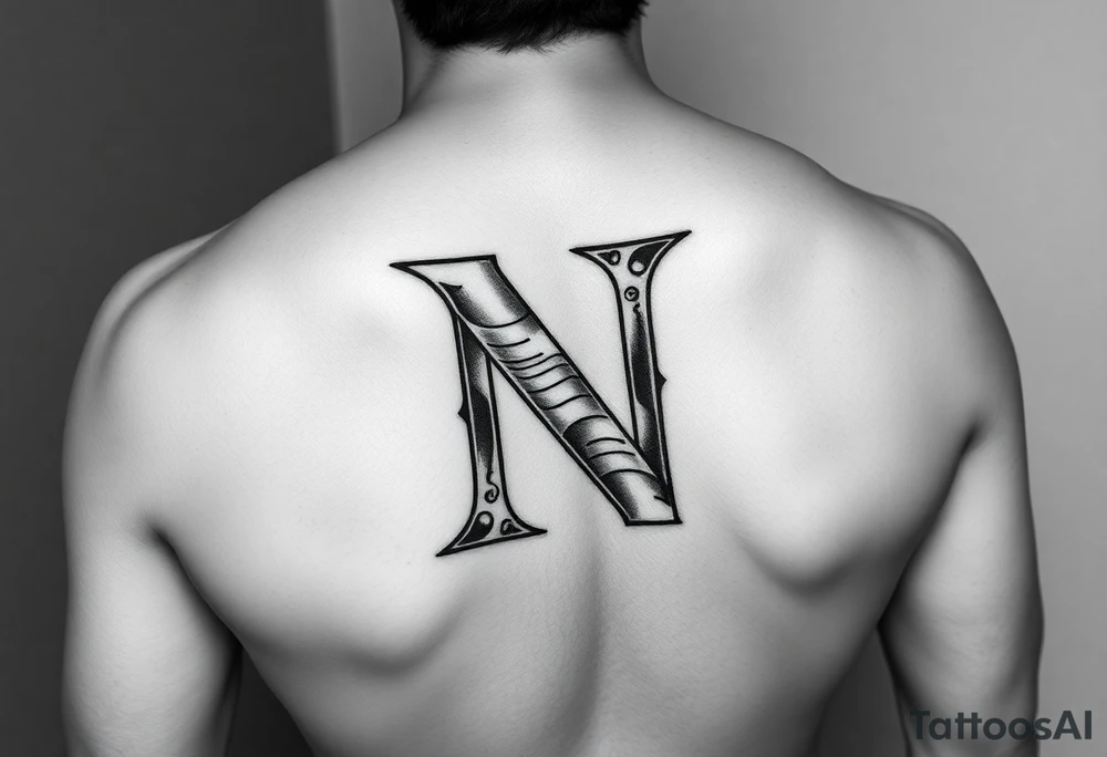 give me a tattoo idea of the letter N with a dollar bill tattoo idea