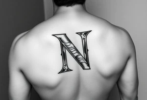give me a tattoo idea of the letter N with a dollar bill tattoo idea