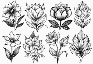 may, june, july september, october, december month flowers black and white half sleeve tattoo tattoo idea