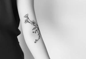 starting from a band mid forearm,  sleeve of narcissus flowers and holly flowers going up the arm tattoo idea