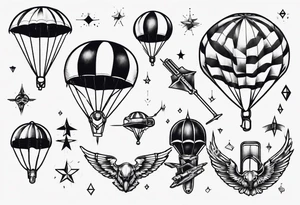 parachute and guns tattoo idea