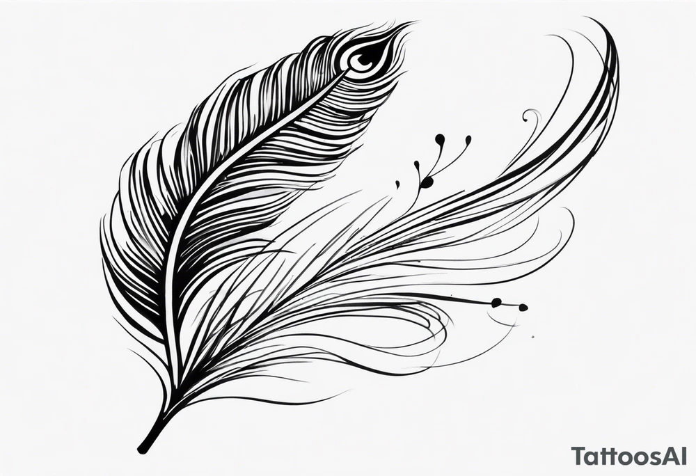 Peacock feather with flute tattoo idea