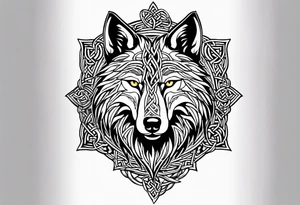 Celtic wolf face tattoo idea