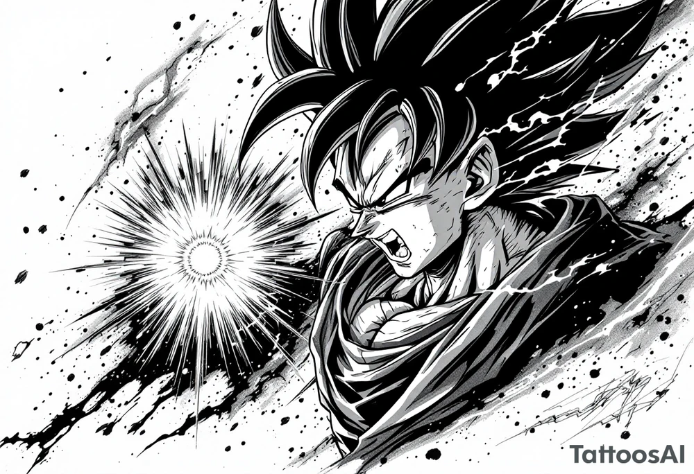 legendary dragonball z scene with energy aura and power effects tattoo idea