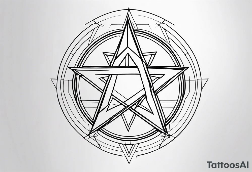 Pentagram geometric cyber tattoo idea