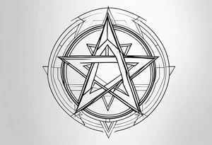 Pentagram geometric cyber tattoo idea