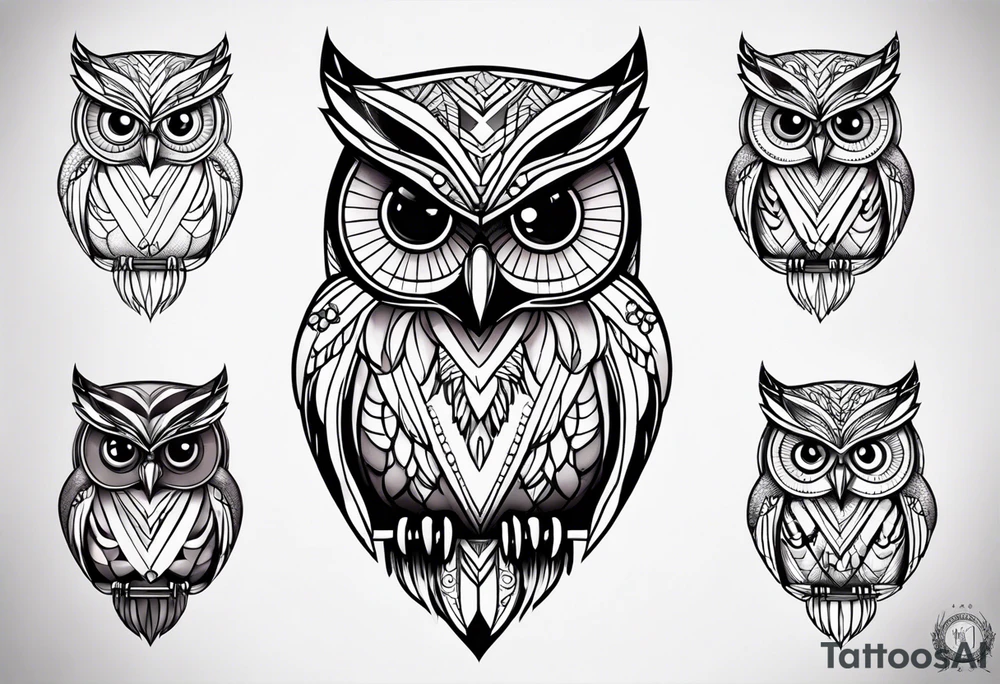 Owl with eyes tattoo idea