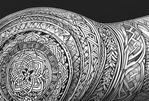 lower leg sleeve armor tattoo idea