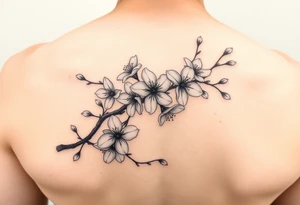delicate cherry blossoms swirling in spring breeze with petals tattoo idea