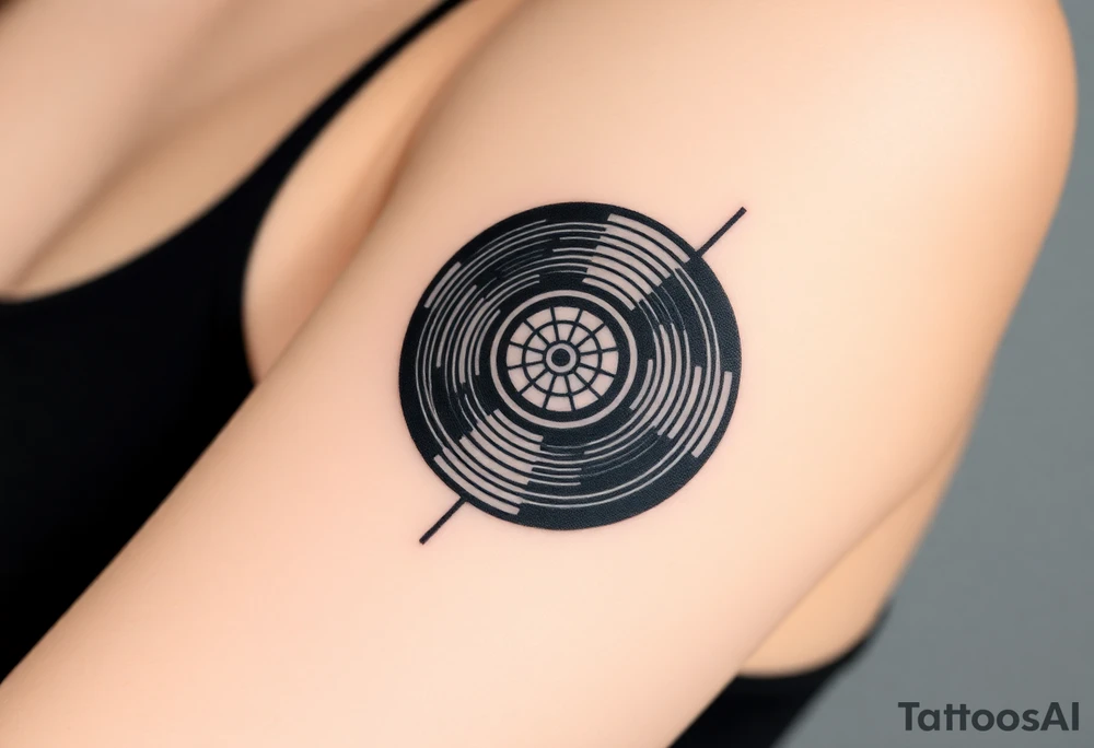 vinyl record and disco ball tattoo idea