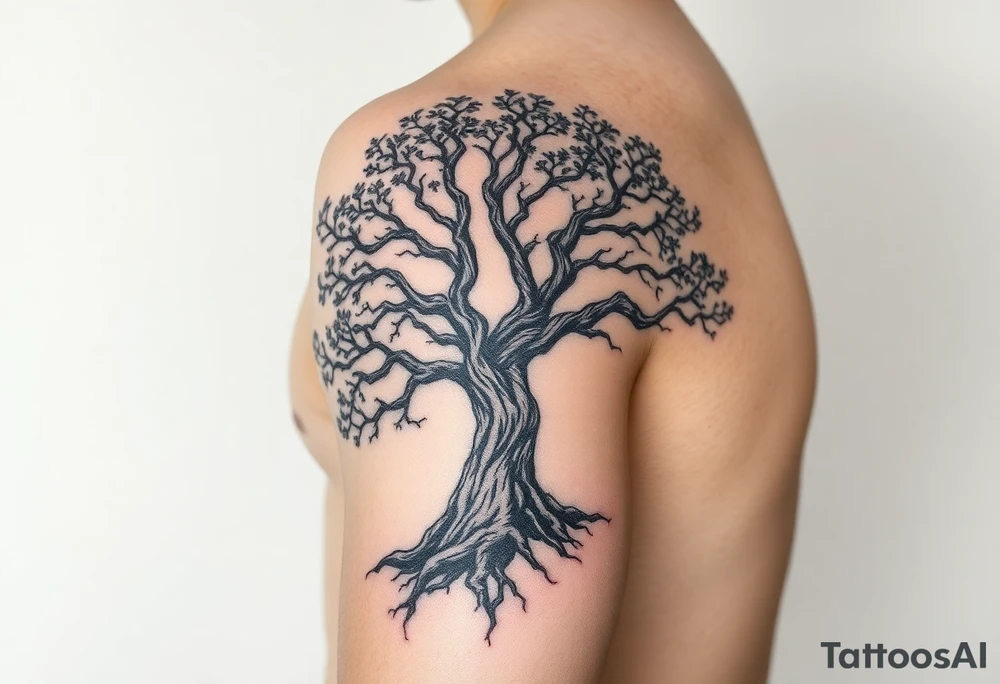 Full arm sleeve tattoo like a tree tattoo idea