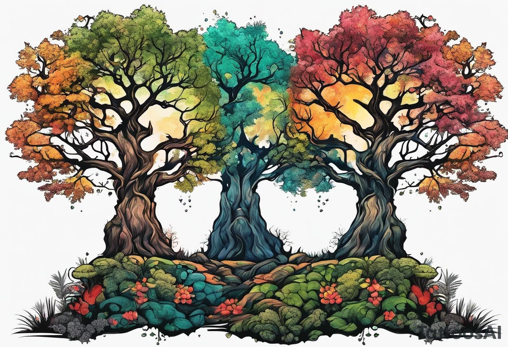 tree in forest tattoo idea