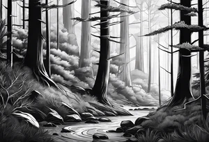 lines forest tattoo idea