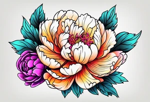 neon floral peonie clip art tattoo idea