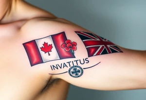 I AM Invictus Games tattoo with Canada and UK flag. Include poppies and RAF logo tattoo idea