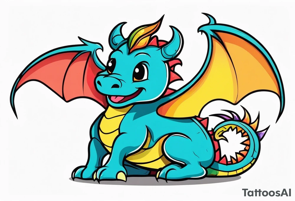 Dragon in color minimalism tattoo idea