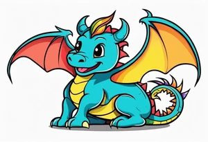 Dragon in color minimalism tattoo idea