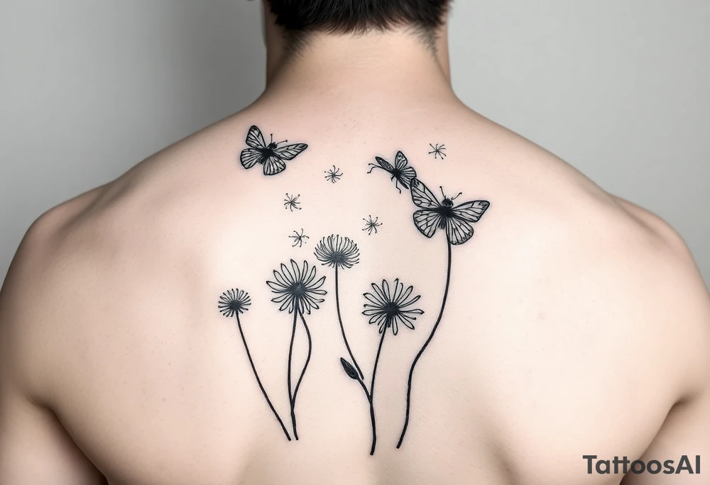 Fireflies and dandelions tattoo idea