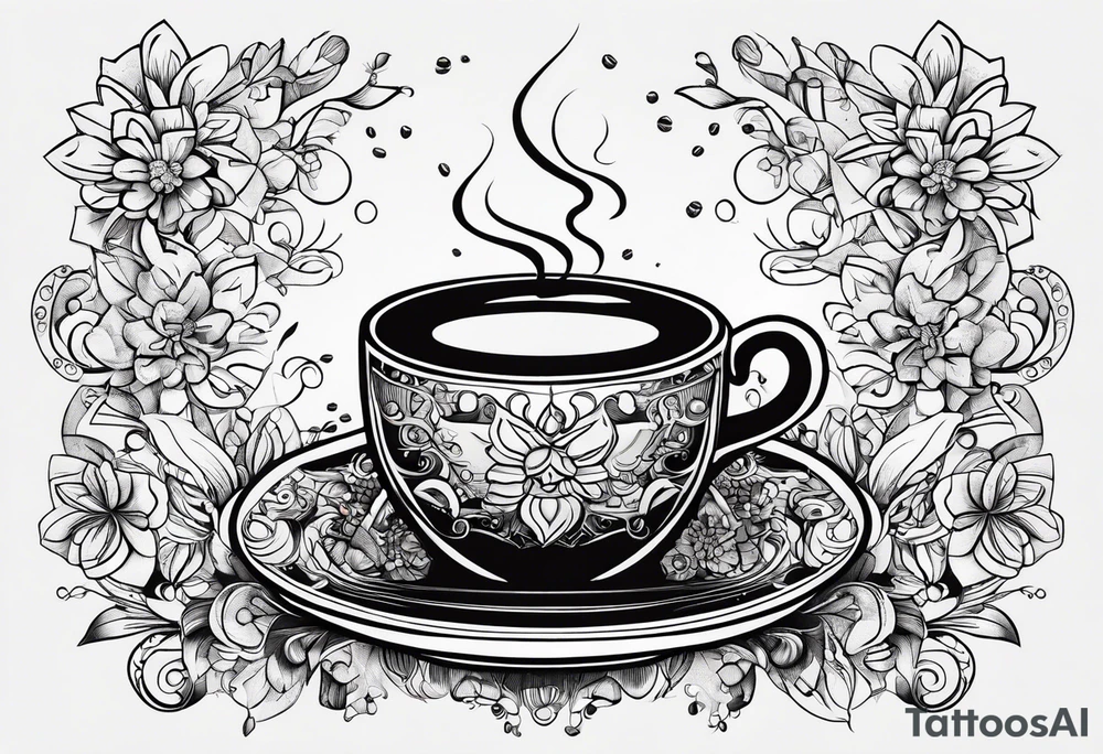 caffeine molecule with coffee tattoo idea