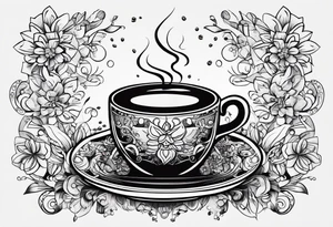 caffeine molecule with coffee tattoo idea