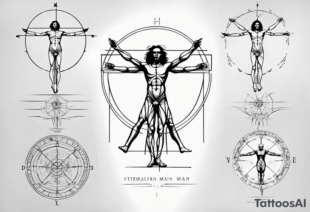 Simple vitruvian man tattoo idea