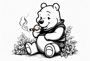 Winnie Pooh smoking joint tattoo idea