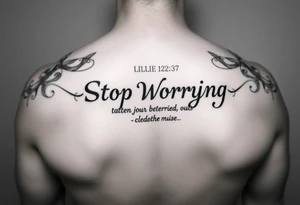 Bible verse 
Lillie 11:27:37
Stop Worrying Mecca 
Mae 12:31:17 tattoo idea