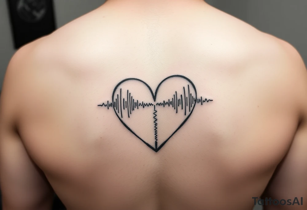 Two halves of a heart made of cell phone signal waves. Black ink only. Minimal tattoo idea