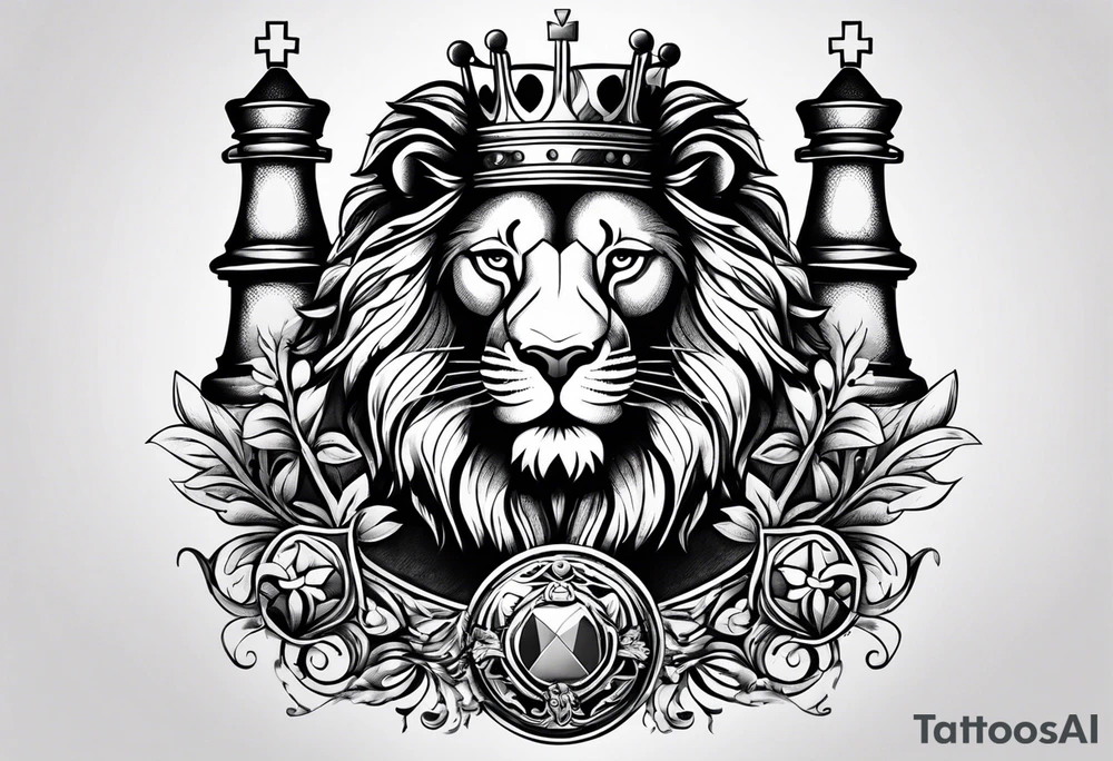 Chess king piece with lion tattoo idea