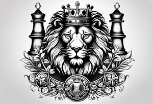 Chess king piece with lion tattoo idea