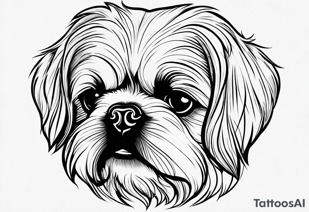 The contour of the face of a pekingese with shih tzu mixed race god. Nothing besides the face. As minimalist as possible. More minimalist! Make it a one line drawing. tattoo idea
