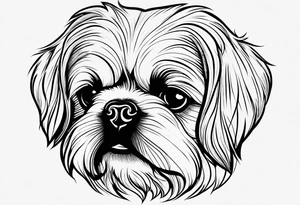 The contour of the face of a pekingese with shih tzu mixed race god. Nothing besides the face. As minimalist as possible. More minimalist! Make it a one line drawing. tattoo idea