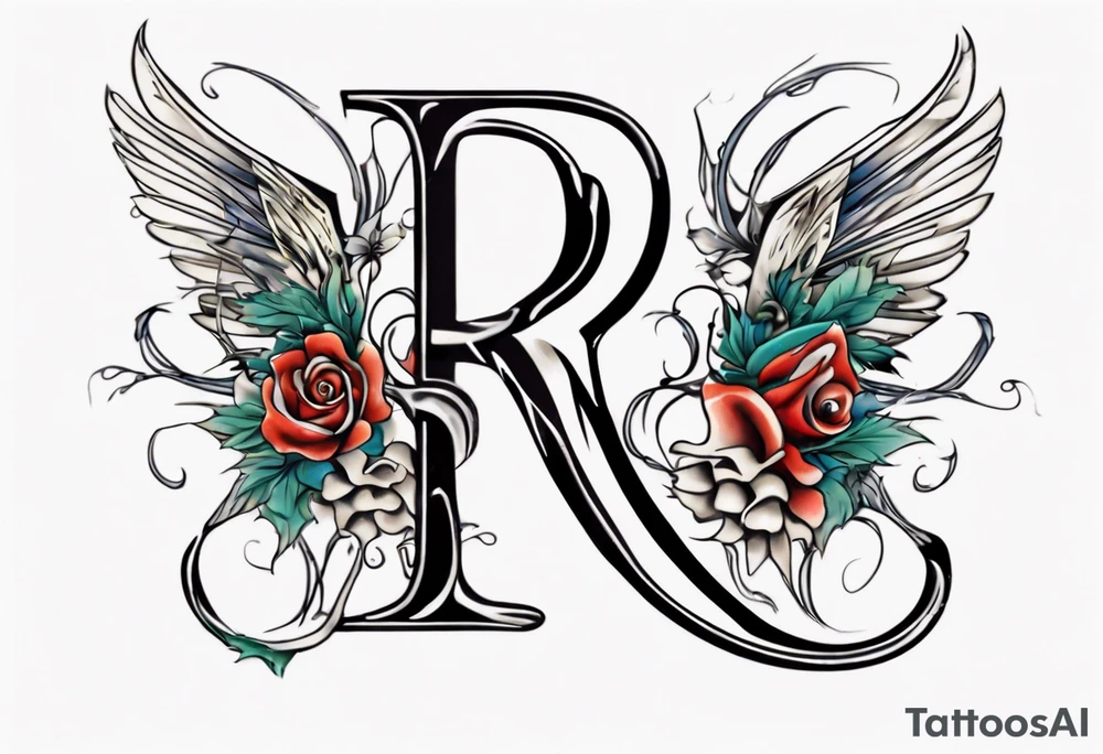 Letter R with date 09.01.23 tattoo idea
