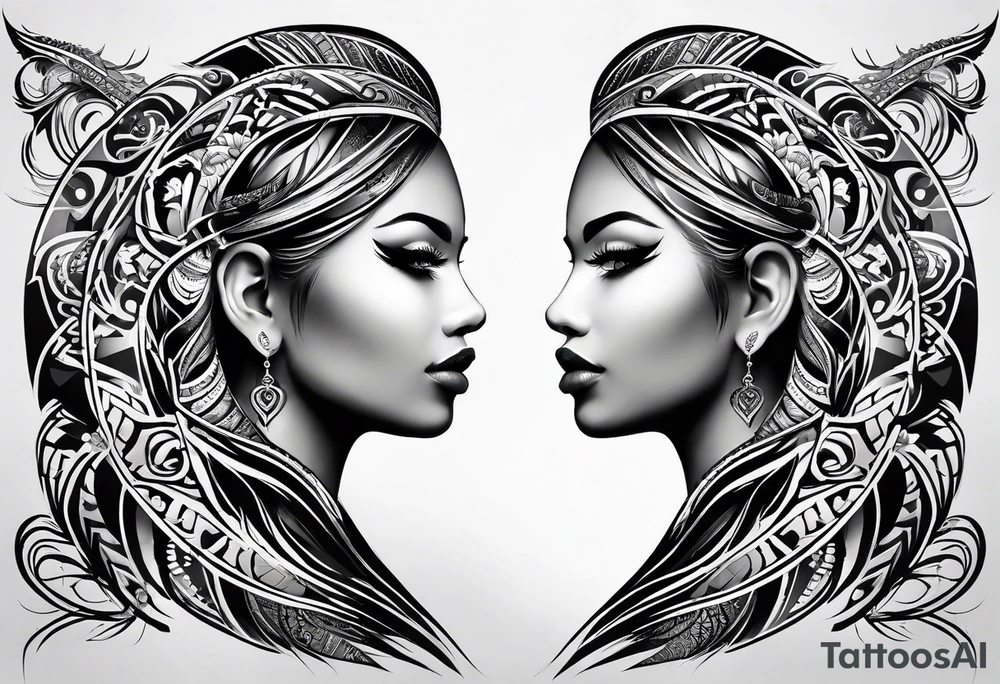 tribal full sleeve that represents strength and love. tattoo idea