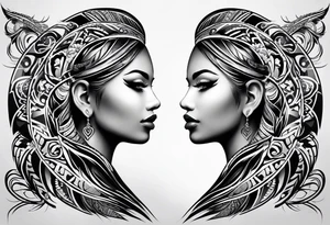 tribal full sleeve that represents strength and love. tattoo idea