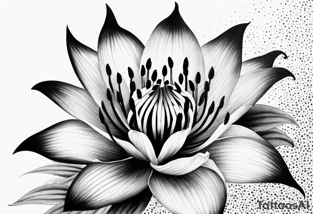 Geometric Fire Lily tattoo idea