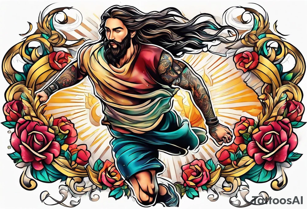 running after Jesus tattoo idea