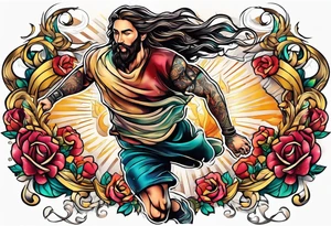 running after Jesus tattoo idea