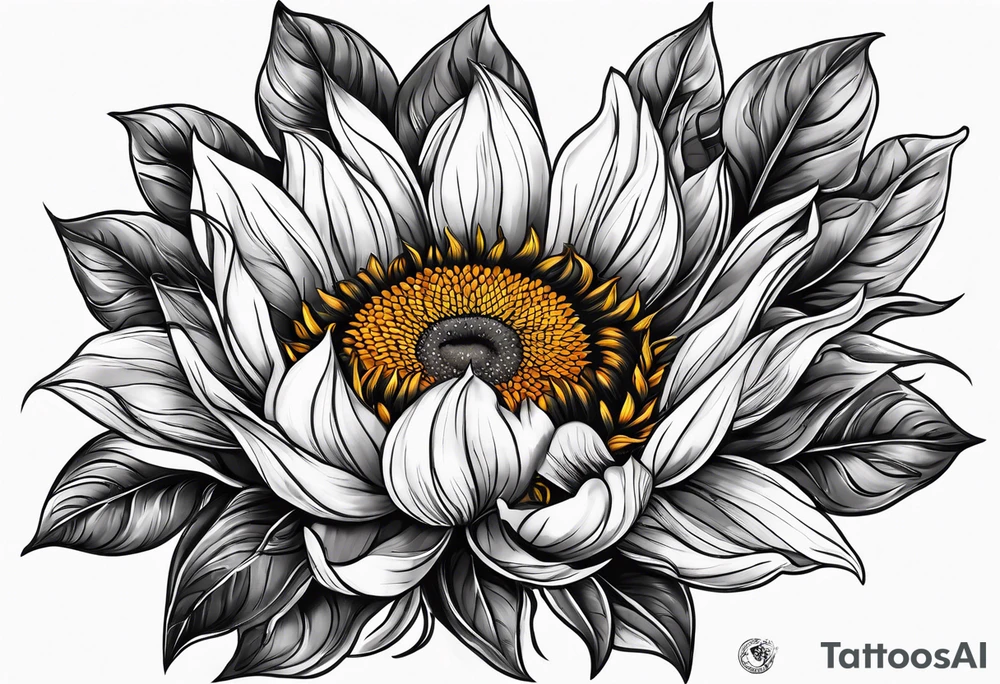 Flower fire an a sunflower tattoo idea