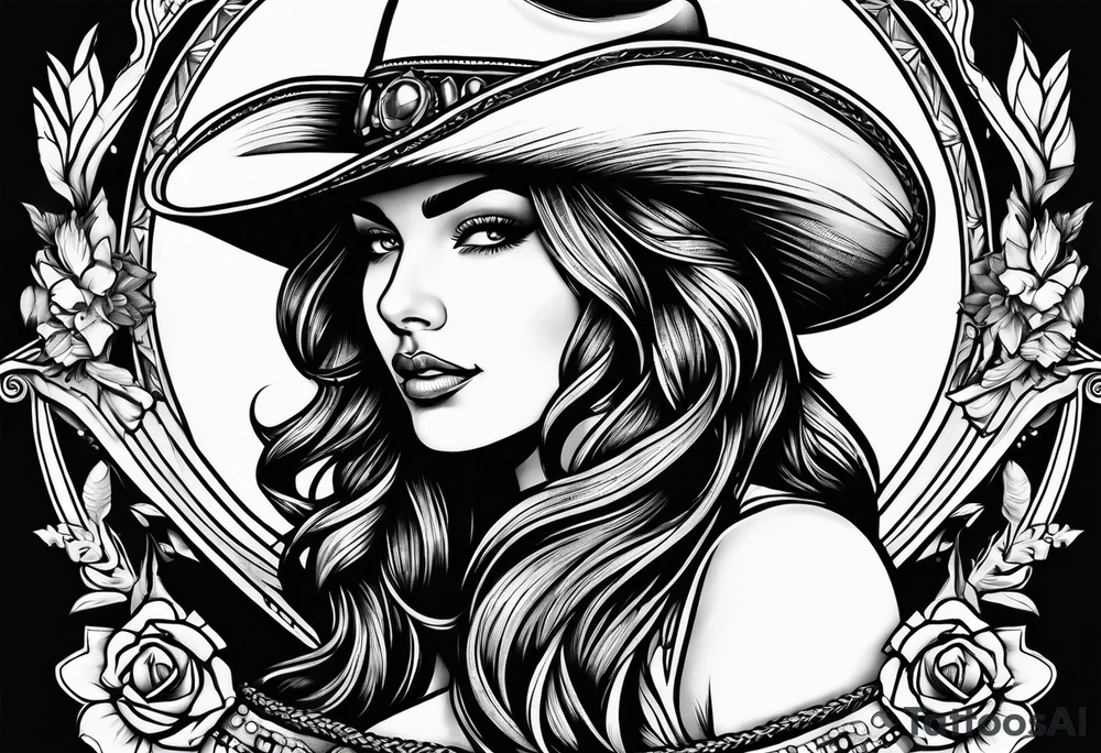 Neotraditional cowgirl tattoo idea