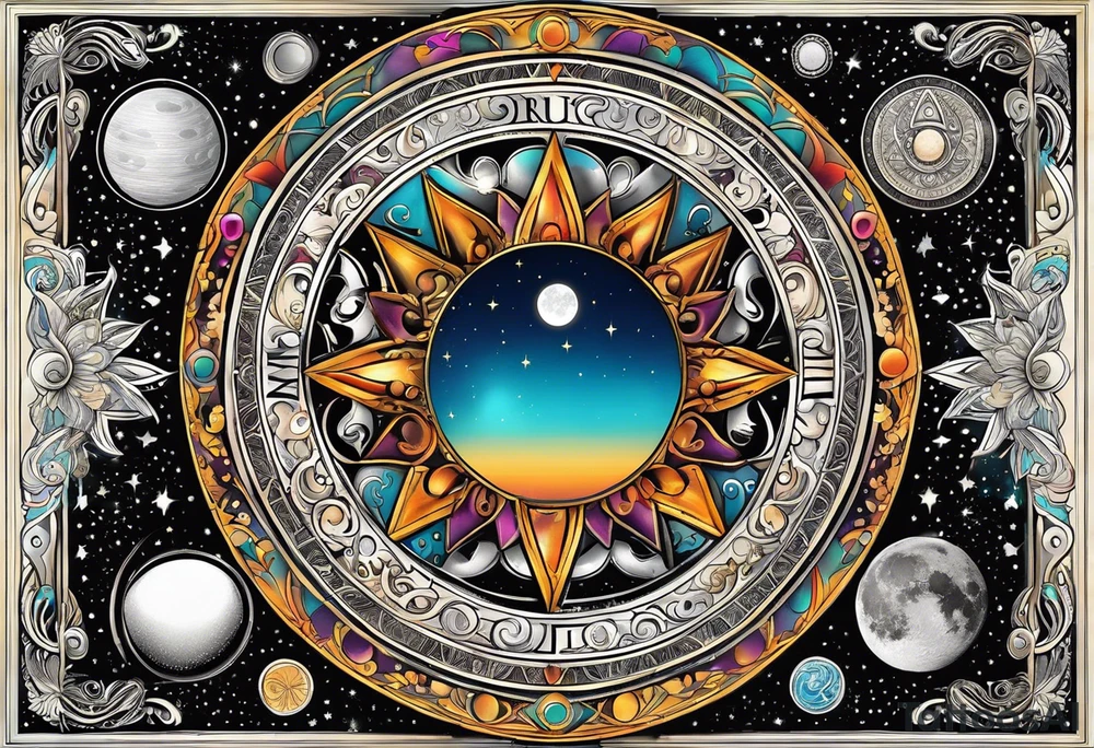 Astrology, Cancer & Aquarius, Natal Chart, vision, yin yang, the moon, the sun, Uranus, Pluto, spiritual third eye, mystical armband tattoo idea