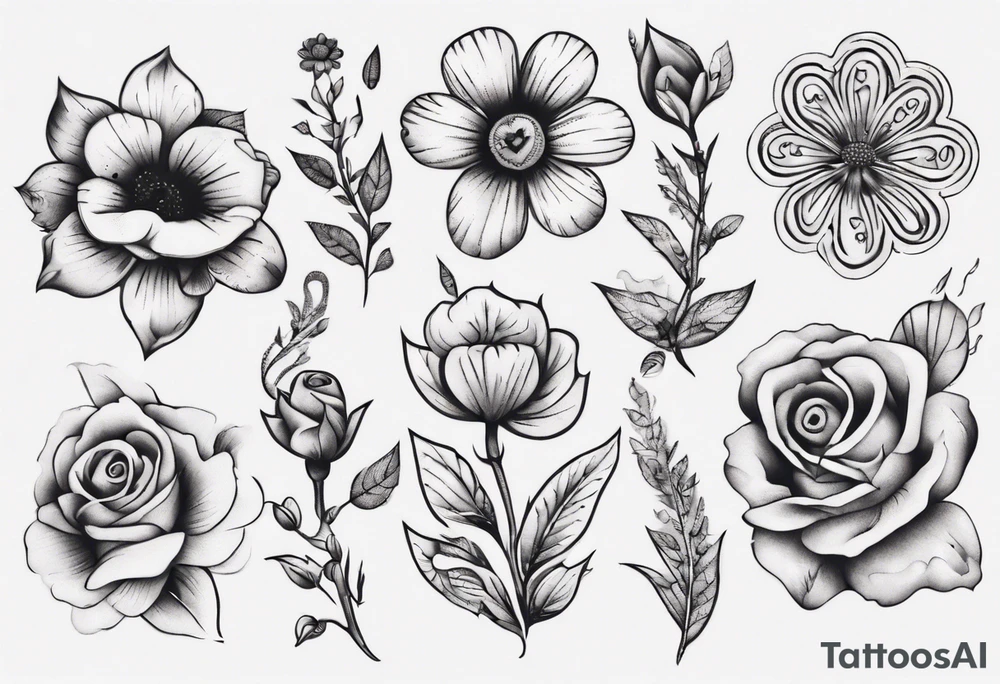 Flowers and love tattoo idea
