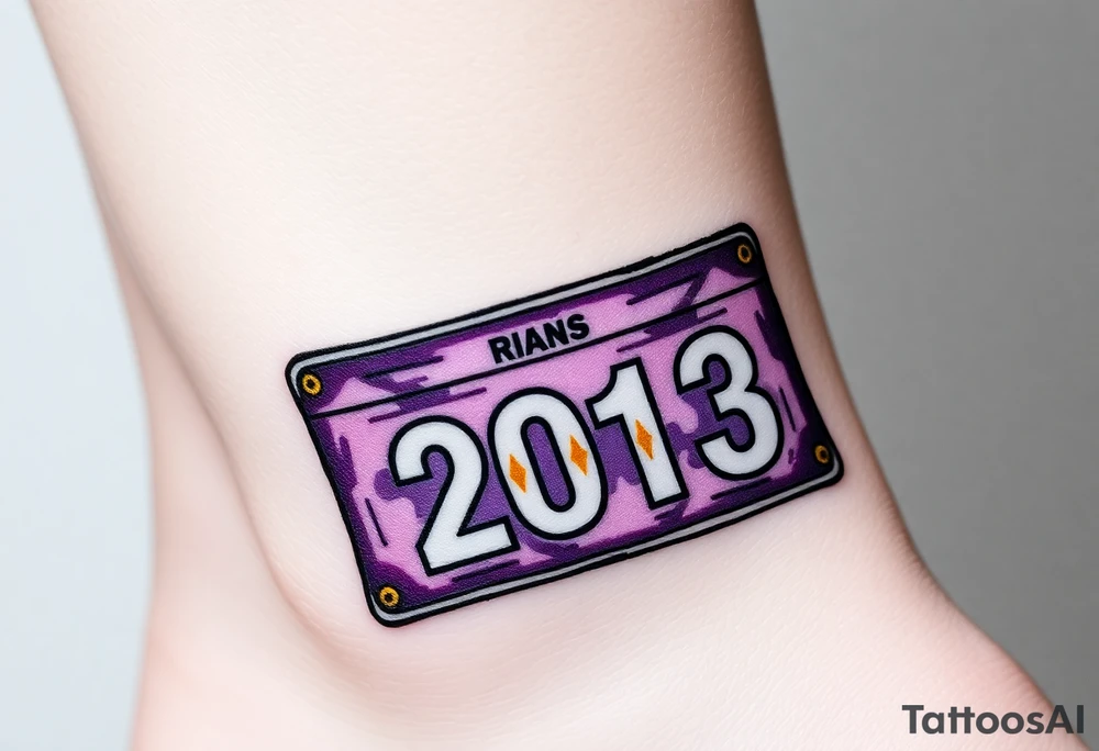 Racing half marathon bib 2013 purple and gold running safety pins running tattoo idea