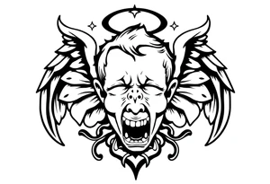 weird crying angel tattoo idea